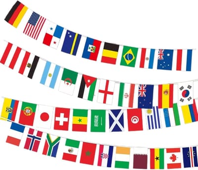 Vlaggenketting 42 landen - Internationale slinger - Sportevenement decoratie - Duurzaam weerbestendig materiaal - 13 meter lang - Multicolor