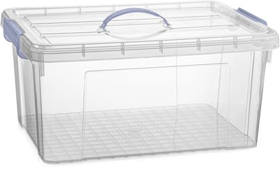 Plasticforte Opslagbox AZUL serie - met deksel - transparant - 34 liter - 53 x 39 x 25 cm - kunststof - opbergdoos - opbergen