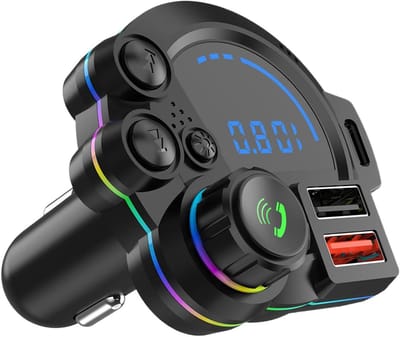 Draadloze FM Zender - Audio Ontvanger Auto - Muziek Streamen Auto - Dubbele Laadpoort - 8.3x6x5.5 cm - Zwart