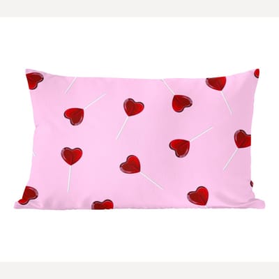 Sierkussens - Kussentjes Woonkamer - 60x40 cm - Roze - Hart - Lolly - Snoep