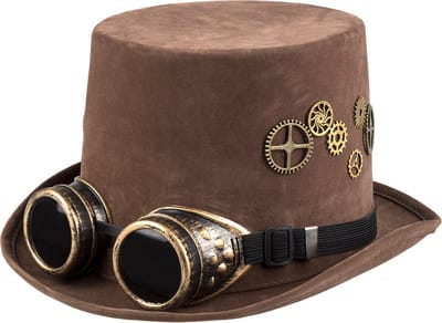 Boland - Hoed Sightpunk Bruin - 60 - Volwassenen - Unisex - Steampunk- Sciencefiction