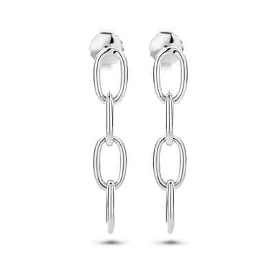 Zilveren oorhangers paperclip ronde buis - PSN1335185