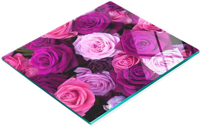 Keuken serveerplank van gehard glas met rozenmotief, 60x52 cm