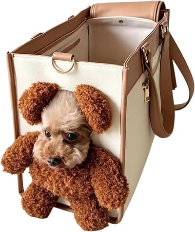 Huisdierdrager Ademend - Draagtas Puppy - Reizen met Huisdier - Beer Hoofd Open - 40x30x7 cm - Enkele Attribuut
