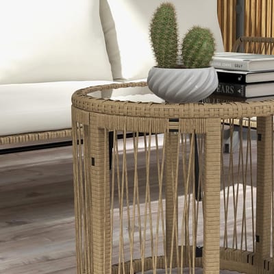 Tuinmeubelset 3-delig met ligstoel, tweezitsbank en salontafel 122x79x75 cm – Moderne rotan tuinset met comfortabele kussens, water- en UV-bestendig, perfect voor terras, balkon en tuin – Laura