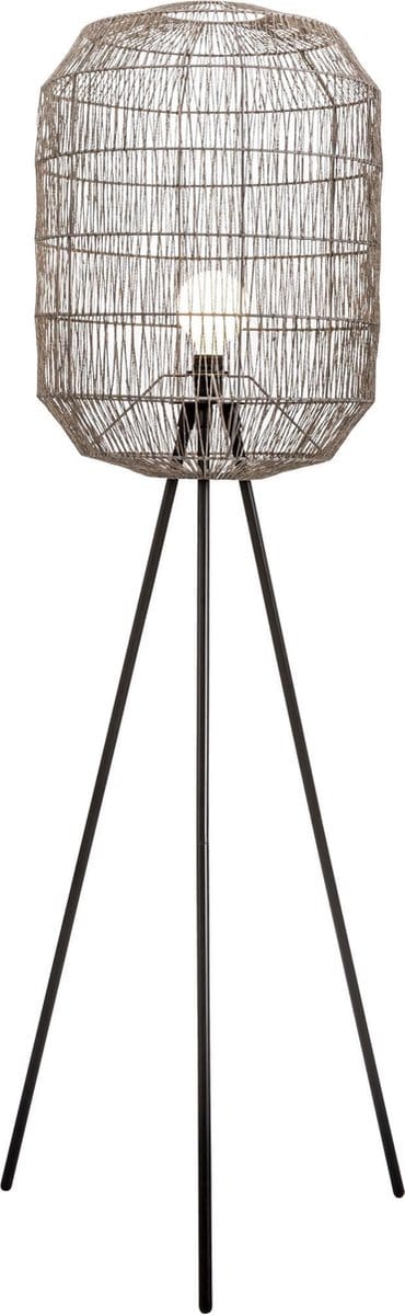 Fine Asianliving Vloerlamp Touw Geweven Metalen Benen Mat Zwart 51x50xH160cm