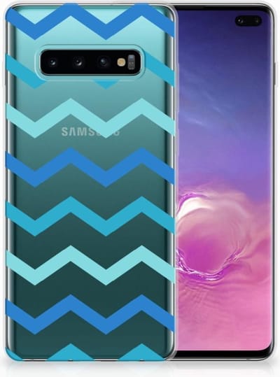 TPU Hoesje voor Samsung Galaxy S10 Plus TPU bumper Zigzag Blauw