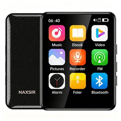 NAXSIR MP4-speler 64GB met 2,4 inch touchscreen, videoweergave, Bluetooth, FM-radio en e-book functie