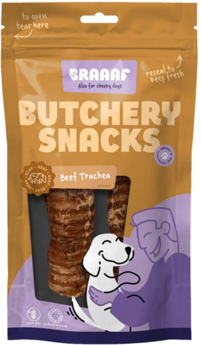 Braaaf Hondensnack Butchery Beef Trachea - 10 x 85 gr - Voordeelverpakking