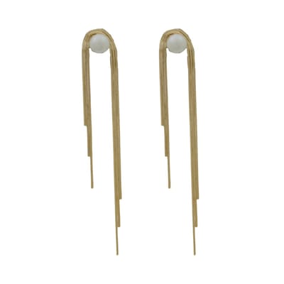 Pearly Long Chain Earring Gold 14K