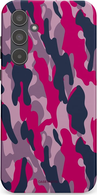 Casetastic hoesje geschikt voor Samsung Galaxy A55 - Dubbellaagse bescherming - Urban Pink Camo - Fashion Case - Lila Roze Donkergrijs Grijs