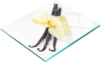 Multifunctionele decoratieve glazen snijplank voor de keuken, vanille en bloemen, 60x52 cm
