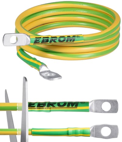 Aardingskabel 3 m H07V-K 16 mm² groen/geel - Flexibele kabel met M8 en M10 kabelschoenen