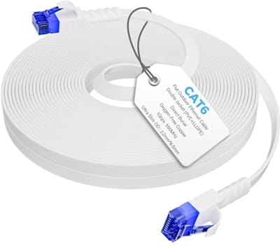 Plat CAT 6 Ethernet-kabel 20 m - Waterdichte Gigabit LAN- en patchkabel voor binnen en buiten gebruik