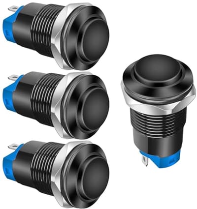 Vergrendelbare Drukknopschakelaar 12mm - 4 Stuks Waterdicht IP65