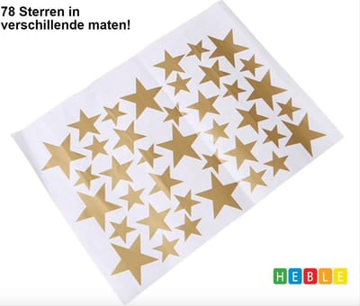 *** 78 Sterren Muurstickers - Sterrenhemel Stickers - Voor Kinderkamer - Babykamer - Slaapkamer - Woonkamer - goud - 78 stuks - van Heble® ***