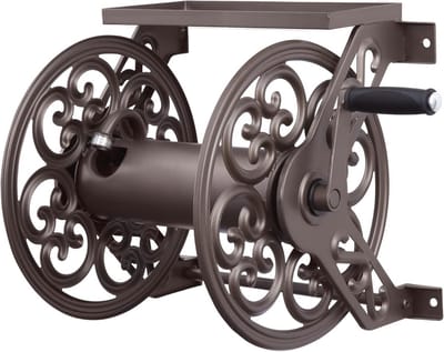 Decoratieve Wandbeugel Voor Tuinslang - Houdt Tot 125 Meter 5/8-Inch Tuinslang - Bruin