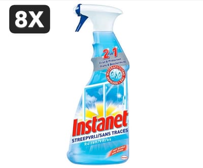 8 x Instanet - Ruitenreiniger - Streepvrij - 3in1 Spray - 725 ml