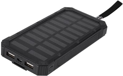 Dailygoods - Powerbank-behuizing - Dubbele USB - Compact en lichtgewicht - Zwart - Zonne-energiebank - Ideaal voor sportreizen - Draagbaar model