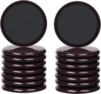 Meerkleurige meubelglijders voor tapijt - 16 herbruikbare sliders en vloerbeschermers voor stoelen, ideaal voor zware objecten op tapijt en harde vloeren, 89 mm diameter