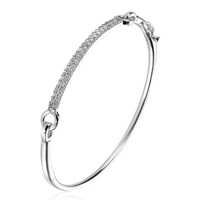 ZINZI zilveren bangle armband 3,5mm breed wit scharniersluiting ZIA1945