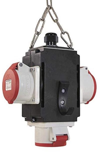Energiewürfel Hänge-Verteiler met 3 CEE-Steckdosen 400 V, 16 A, 5-polig – IP44 – Zwart