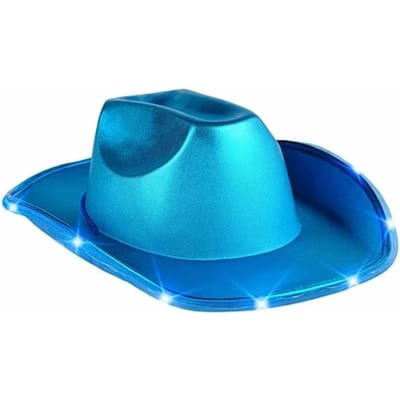 Duurzaam Eva Ruimte Cowgirl Hoed Composiet Comfortabel Oplichtende Cowgirl Hoed Glanzend Led Cowboy Hoed Halloween blue