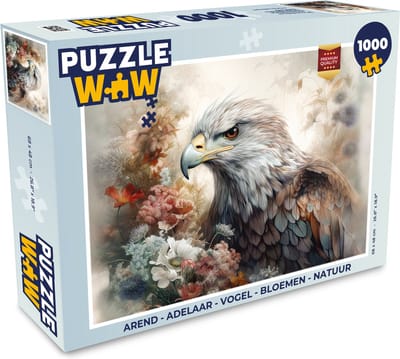 Puzzel Arend - Adelaar - Vogel - Bloemen - Natuur - Legpuzzel - Puzzel 1000 stukjes volwassenen