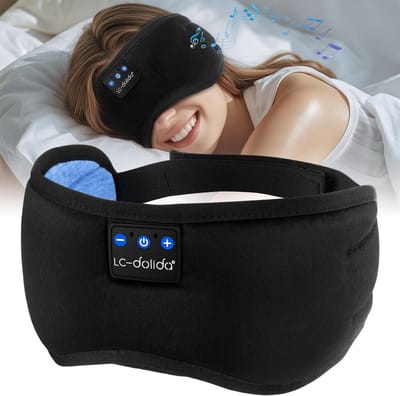 Bluetooth Slaapmasker - Verduisterend Masker - Comfortabel Slapen - 100% Lichtblokkering - 226 x 115 x 33 cm - Zwart