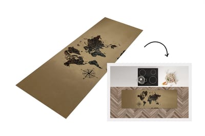 Keukenloper - Loper keuken - Wereldkaart - Retro - Design - 150x50 cm - Keukenloper vinyl