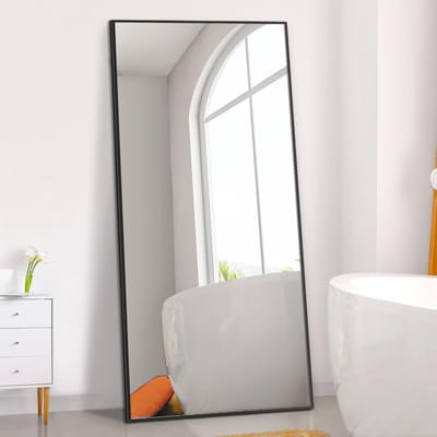 Grote staande vloerspiegel 180x71 cm met modern zwart frame