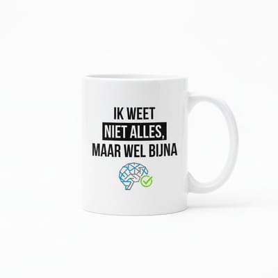 Ik Weet Niet Alles Maar Wel Bijna Mok – Grappige Slimme Tekst – Humoristische Koffiemok 330 ml
