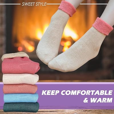 5 paren thermische sokken van dames, dikke warme dameswollen sokken voor koude winter, gezellige zachte laars sokken, Britse maat 4-8 EU maat (35 - 41 )
