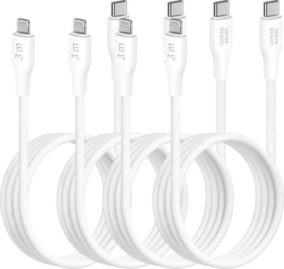 Oplaadkabel geschikt voor iPad air 1 2 2017 2018 2019 2020 2021 met Apple Lightning ingang kabel 3 meter - 4 stuks - Wit