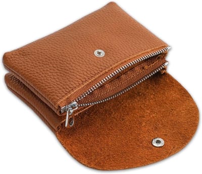 1 leren portemonnee, dubbel compartiment portemonnee, kleine portemonnee, elegante kaarthouder voor dames, korte portemonnee, portemonnee met drukknopen, bruin, één maat