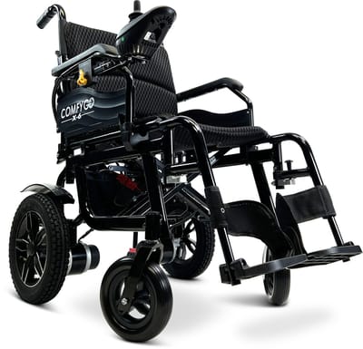 Comfygo X-6 Elektrische Rolstoel voor volwassenen, Lichtgewicht, Opvouwbaar, 20AH Li-ion batterij, bereik tot 30 km, Zwart, 51cm