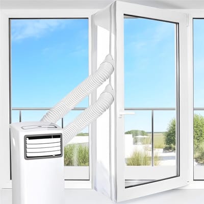 LISM-400CM Draagbare Airconditioner Raamafdichtingsset, met dubbele ritsen, waterdichte raamkit, airconditioner en ontvochtiger, heteluchtuitschakeling, stevig en eenvoudig te installeren.
