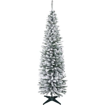 4goodz Kunstkerstboom Slank met Sneeuw 210cm - groen/wit