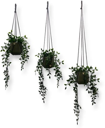 Voordeelset van 3 Plantenhangers Zonder Kwast - Antraciet - 60, 80 en 100 cm - Katoenkoord - Handgemaakt in ons Macramé Atelier - 3 Stuks - Let op: Exclusief Pot - Inclusief Verzendkosten