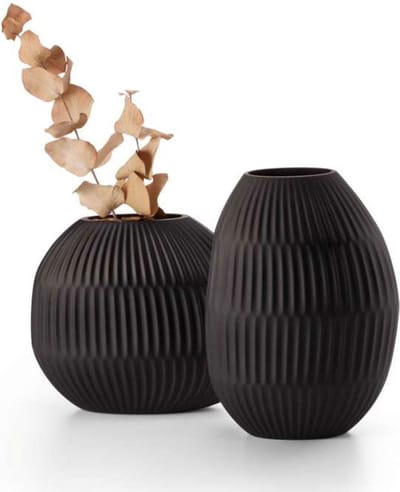 Philippi Design - Vaas Glas Matzwart NOIR - Handgemaakt - Laag