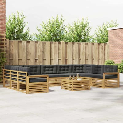 vidaXL - Buiten - bank - set - 10 - st - Wit - en - antracietkleurig