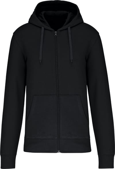 Ecologische Herenhoodie met capuchon en ritssluiting Kariban Zwart - M