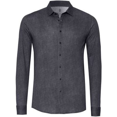 Desoto Overhemd Denim Look Casual Kent Donker Grijs / male