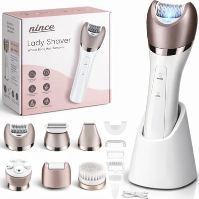 Nince - Epileerapparaat dames - Epilator Gezicht - Epilator- 6 Opzetstukken - Ladyshave - Gezichtsreiniger - Ontharingsapparaat - Usb Oplaadbaar