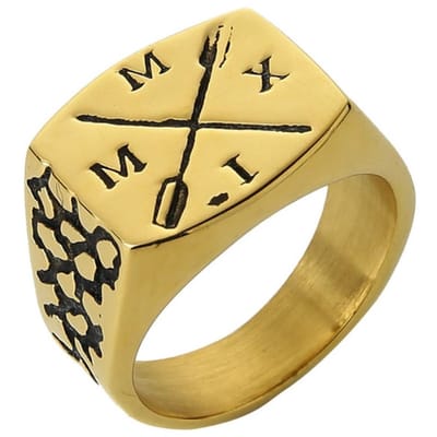 Mendes zegelring Edelstaal Goudkleurig Arrow-21.5mm