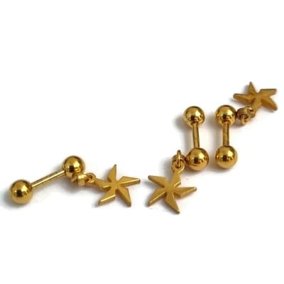 Aramat Jewels | Piercings | Stalen Helixpiercing ster Goudkleur | | | |8mm | Staal | Volwassenen | Verkleurd niet