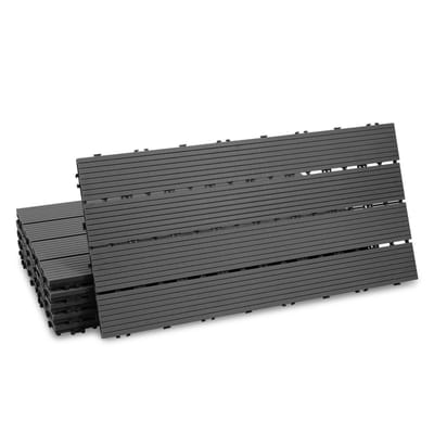 Terrastegels, houten tegels, balkontegels 30x60cm, WPC-tegels, waterfilterbaar, terrassen, tuin, antraciet, 48 stuks