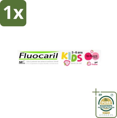 1 x Fluocaril Kids - Bi-Fluoride - Tandpasta - Met Aardbeiensmaak - 3 tot 6 jaar - 50 ml- Tandpasta Voor Kinderen - Melktanden Beschermen - Bi-fluoride Tandpasta - Aardbeiensmaak Tandpasta - Tandenpoetsen Voor Kinderen