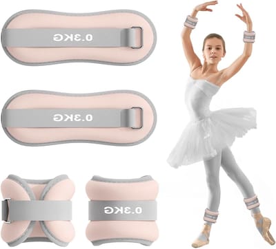 Set van 2 Gewichten voor Enkels en Polsen - Ideaal voor Pilates, Yoga, Joggen en Aerobics (0.3kg, Roze)