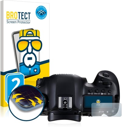 BROTECT - Screenprotector voor Canon EOS 5D Mark III (Schouderdisplay) - Folie Beschermfolie transparant volledig dekking - 2 Stuks